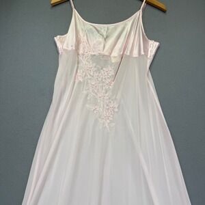 Sophia‎ by Delicates Pink Floral Embroidered Chiffon Nightgown Large WPL READ